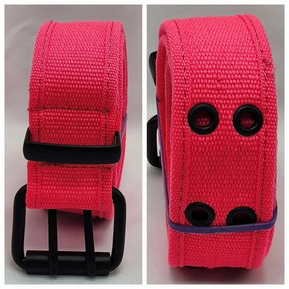 ☔️🔸️Unisex Hot Pink Canvas Double Grommet Belt Small